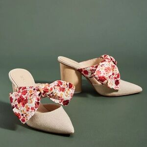 Anthropologie Botkier Floral Hampton Ribbon Bow Mules